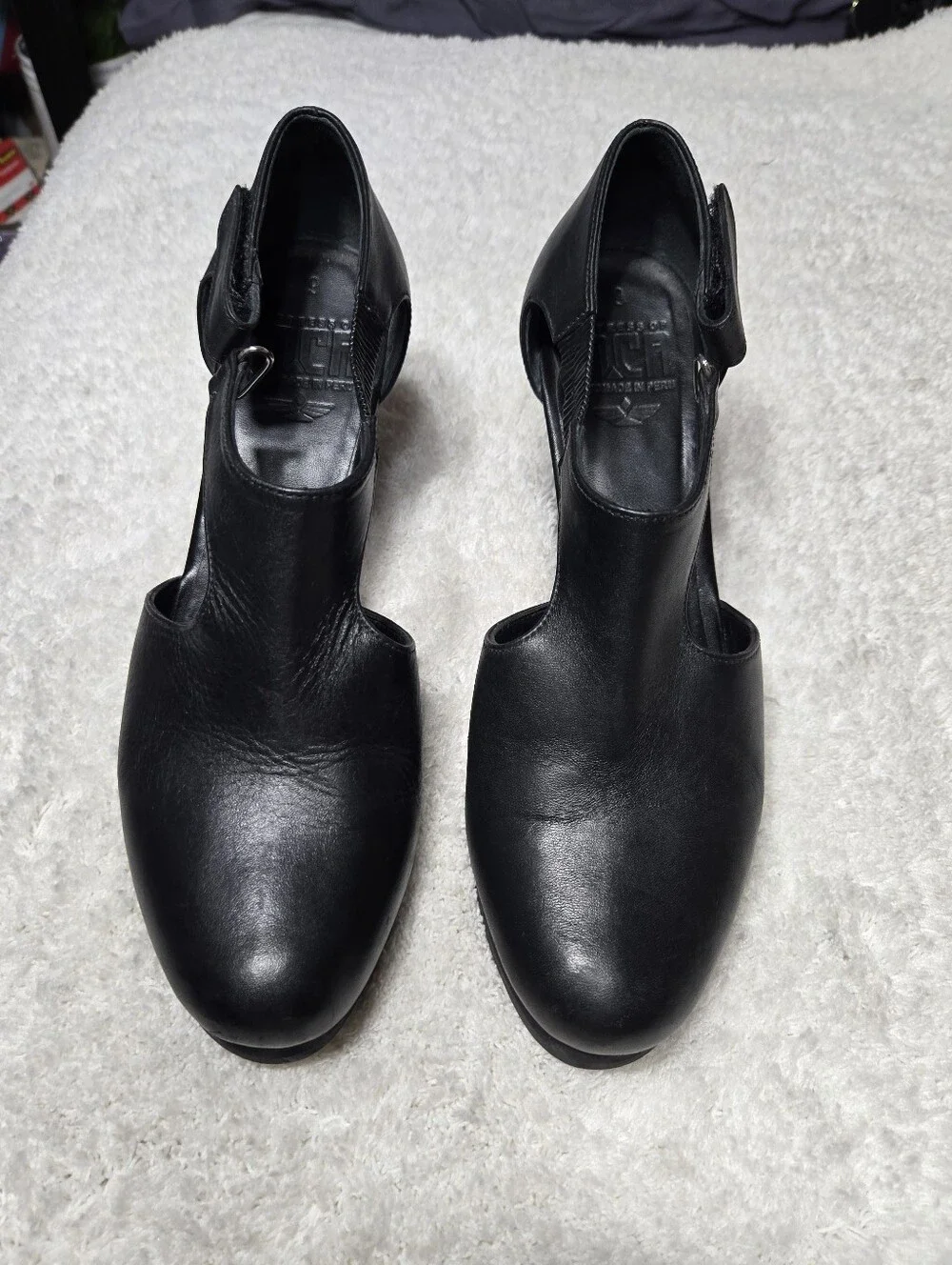 Fortress Of Inca Black Closed Toed Wedges Sz 9 Black Leather